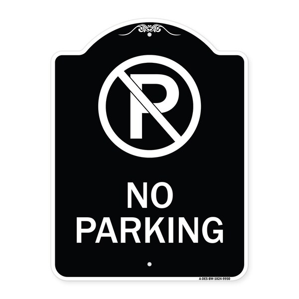 Signmission Designer Series-No Parking Large, Black & White Heavy-Gauge Aluminum, 24" x 18", BW-1824-9950 A-DES-BW-1824-9950 - main